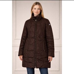 Postcard Brown Puffer Mid Length Coat Size 8 Medium